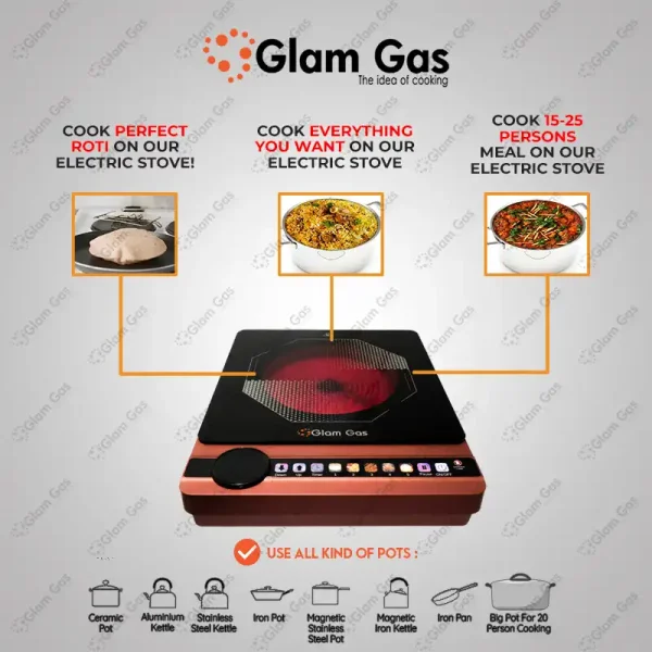 Infrared Ceramic Cooker HOT GLOW-12 (Royal Maroon) Energy-Saving Electric Stove